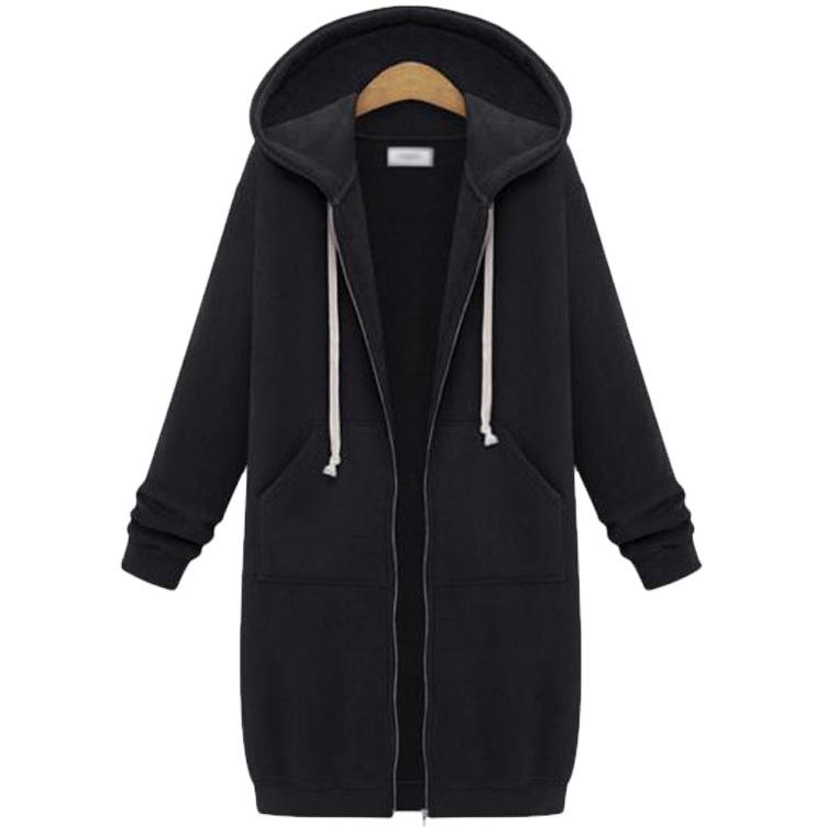 Hooded longline zip coat