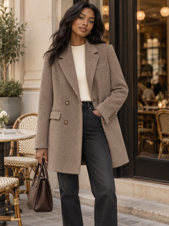 The Tailored Wool-Blend Mid-Length Coat — Coffee — Weekend tailoring